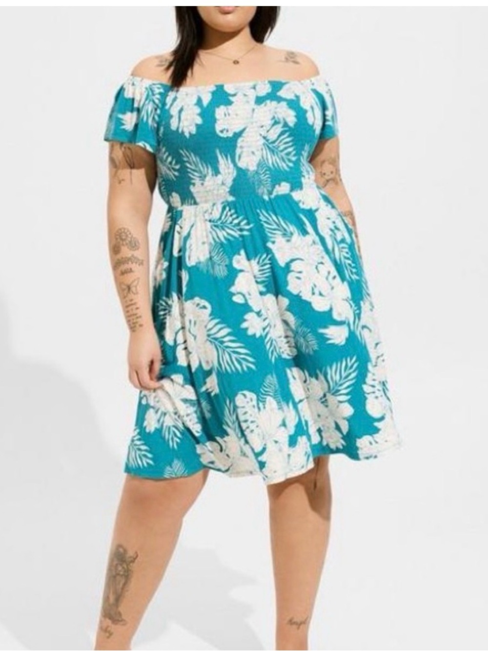 Torrid Blue and White Floral Mini Dress